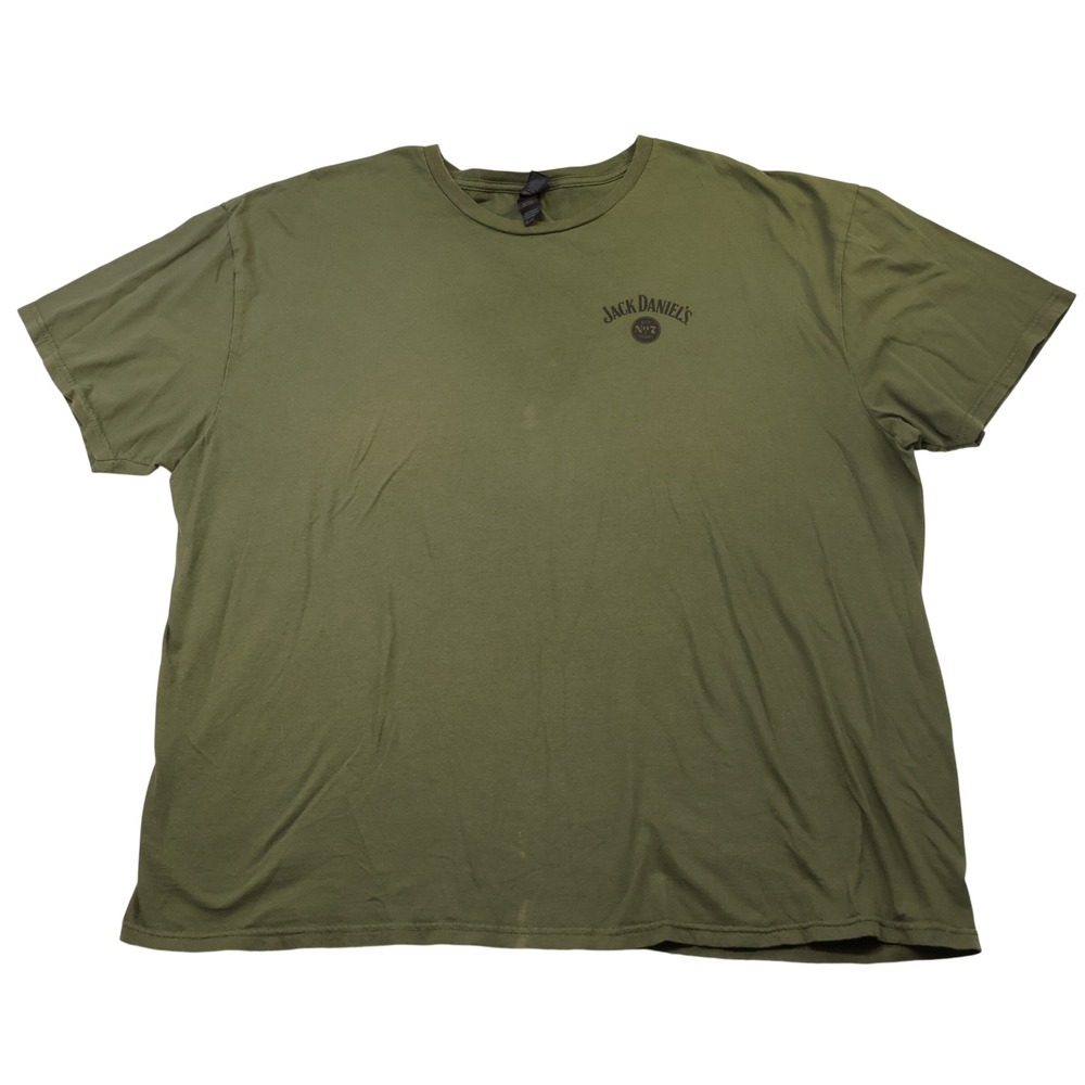 Gildan Mens 3XL T-Shirt Green Jack Daniels Old No 7 Logo Short Sleeve Cotton